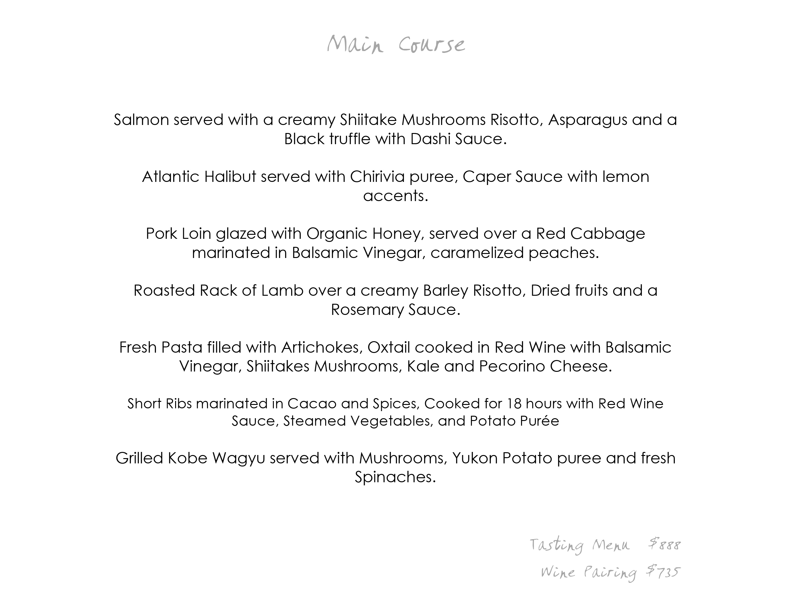 Jaso Menu English